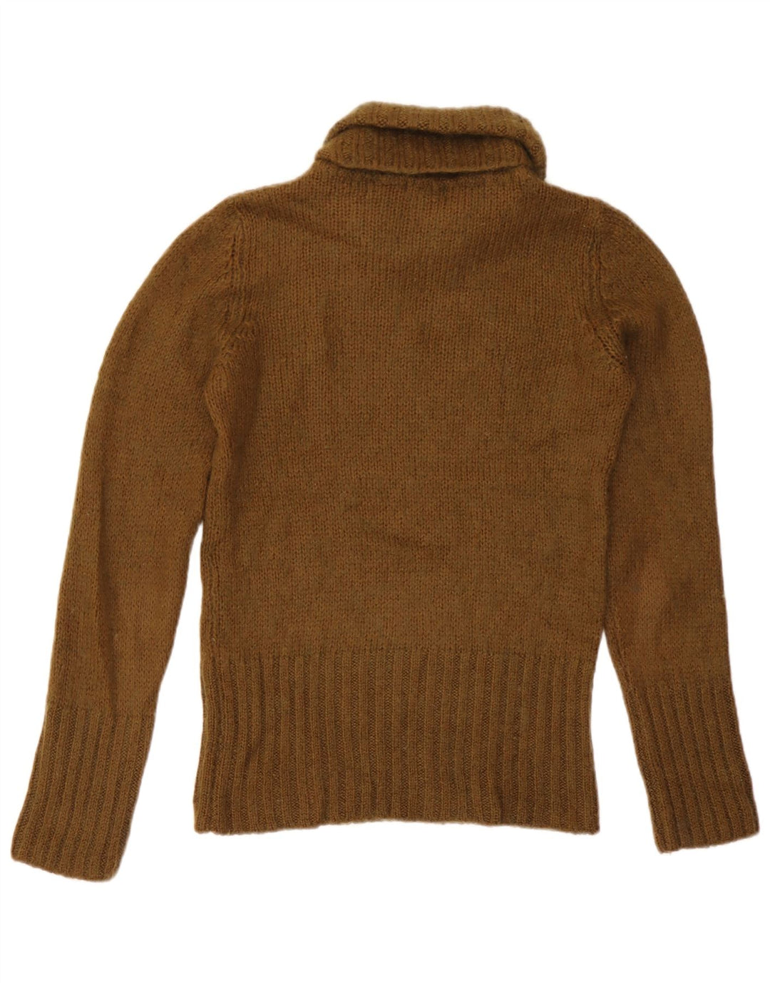 Massimo Dutti Γυναικείο πουλόβερ με ρολό λαιμόκοψη UK 12 Medium Khaki Ακρυλικό