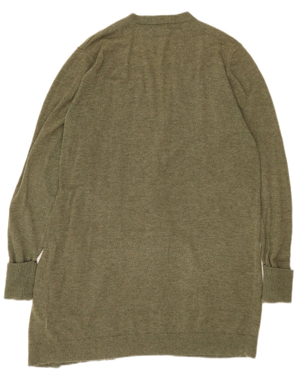 Fat Face Γυναικείο Longline ανοιχτό πουλόβερ ζακέτα UK 16 Large Khaki Wool