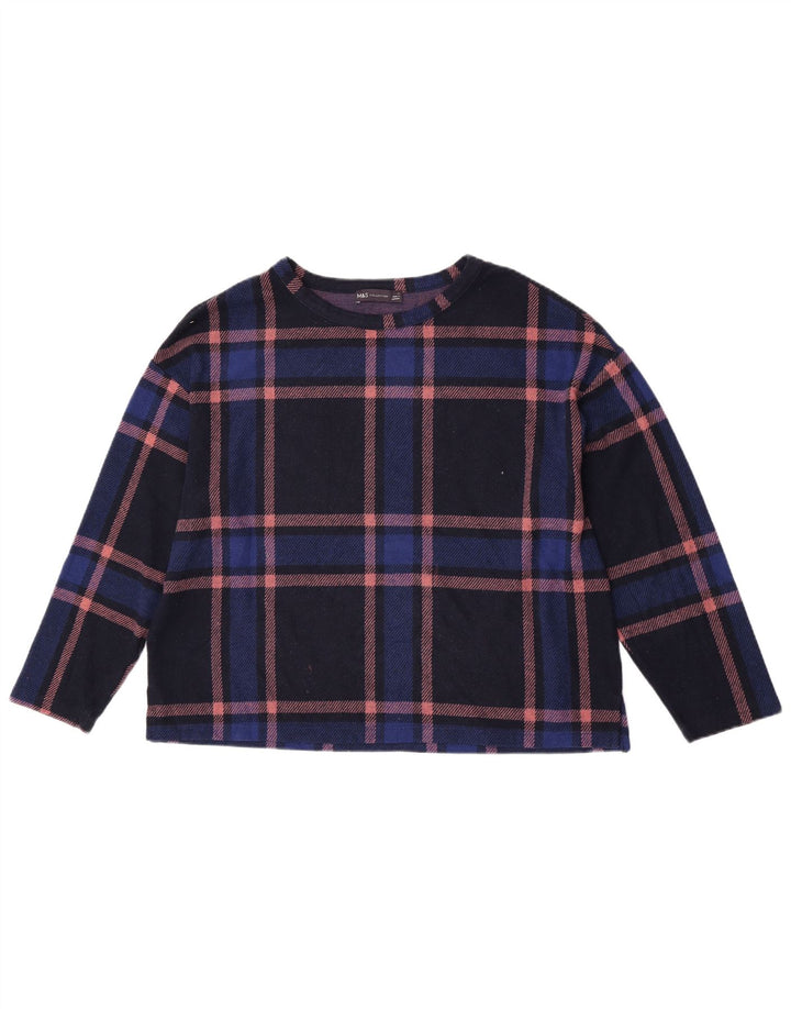 Marks & Spencer Γυναικείο Crop μακρυμάνικο UK 16 Large Navy Blue καρό