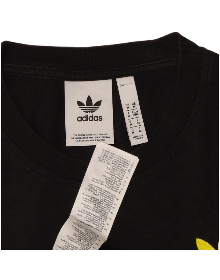 Ανδρικό γραφικό T-Shirt ADIDAS Top Μεσαίο μαύρο βαμβακερό