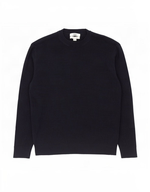 Ανδρικό πουλόβερ Marks & Spencer Crew Neck Jumper 2XL Navy Blue Cotton