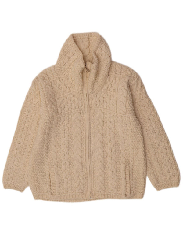 Aran Crafts Γυναικείο πουλόβερ ζακέτα με φερμουάρ UK 16 Large Off White