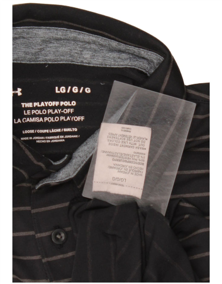 Ανδρικό πουκάμισο πόλο UNDER Armour Μεγάλο μαύρο ριγέ πολυεστέρα