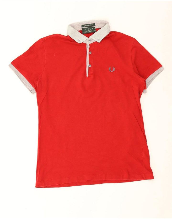 Fred Perry Ανδρικό πουκάμισο ράγκμπι πόλο μεγάλο κόκκινο βαμβακερό