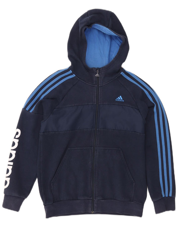 Γραφικό πουλόβερ με κουκούλα με φερμουάρ ADIDAS για αγόρια 12-13 ετών, μπλε μπλε χρώματος