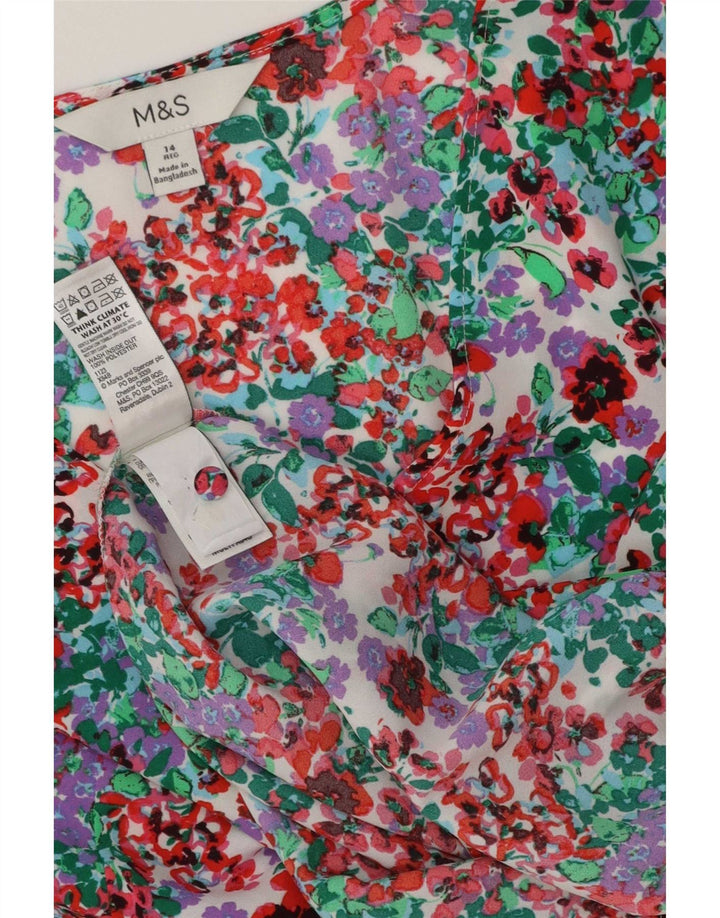 Marks & Spencer Γυναικείο πουκάμισο Μπλούζα UK 14 Μεγάλο πολύχρωμο Floral