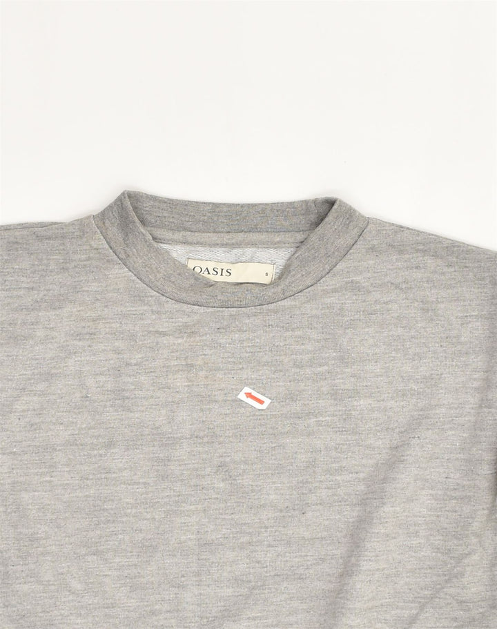 OASIS Womens Crop Sweatshirt Jumper UK 8 Small Grey Cotton | Vintage Oasis | Thrift | Second-Hand Oasis | Used Clothing | Messina Hembry 