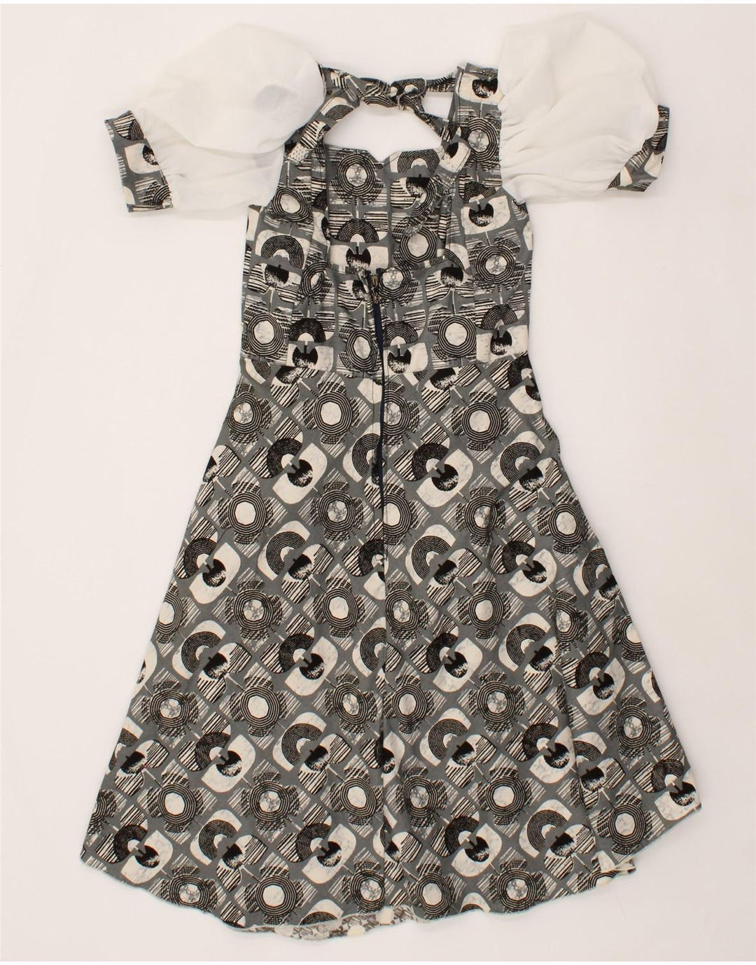 VINTAGE Womens Abstract Pattern A-Line Dress UK 8 Small Grey Vintage Vintage and Second-Hand Vintage from Messina Hembry 
