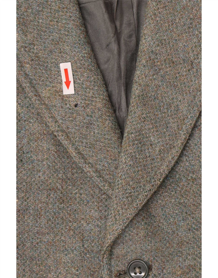 Harris Tweed Γυναικείο μπουφάν μπλέιζερ με 2 κουμπιά UK 8 μικρό χακί μαλλί