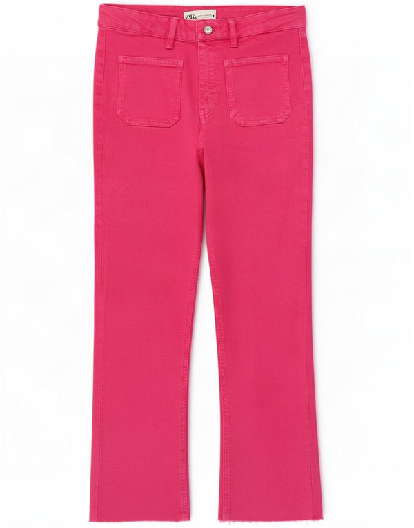 Γυναικεία ίσια τζιν Zara EU 38 Small W28 L26 Pink Cotton