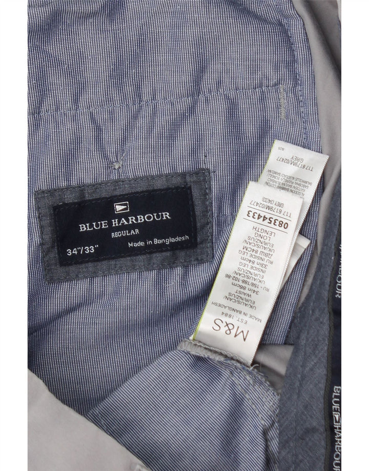 Marks & Spencer Ανδρικό παντελόνι Chino με κανονική εφαρμογή μπλε Harbour W34 L33 Γκρι
