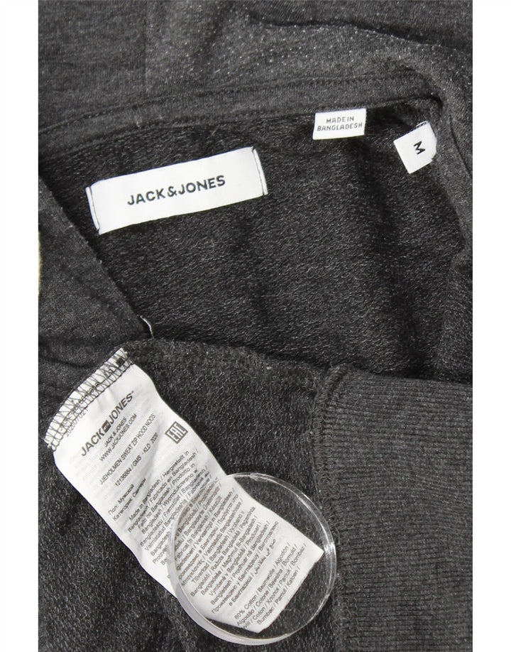 Ανδρικό πουλόβερ με κουκούλα με φερμουάρ JACK & JONES Μεσαίο γκρι βαμβακερό