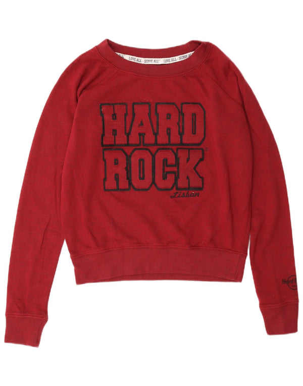 Hard Rock Cafe Γυναικεία φούτερ Lisbon Graphic Jumper UK 10 Small Burgundy