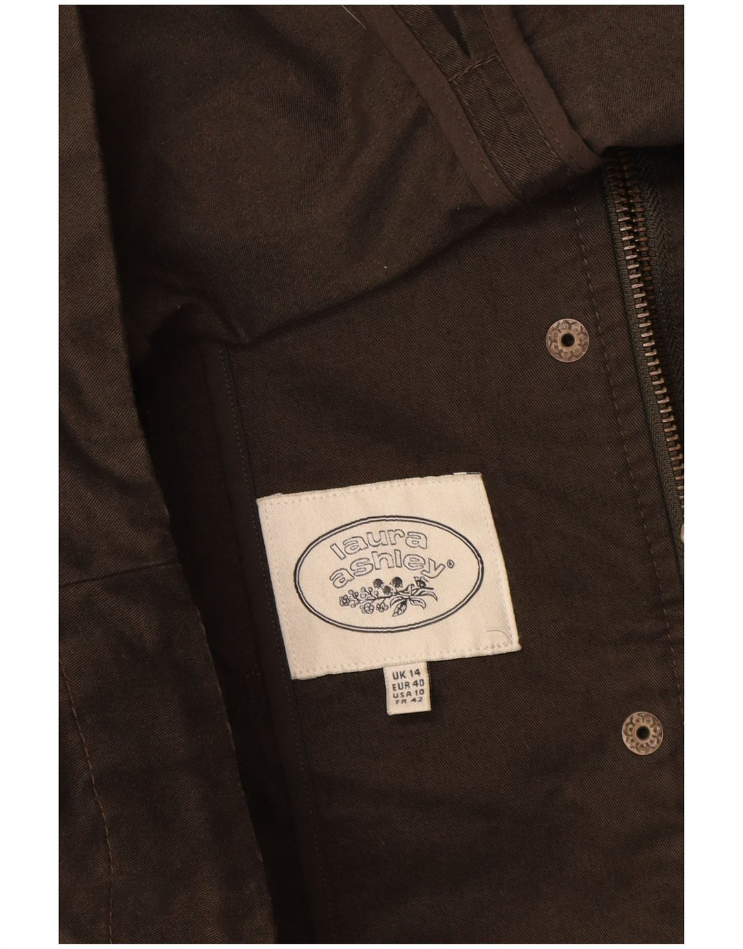 LAURA ASHLEY Γυναικείο μπουφάν Parka με κουκούλα UK 14 μεγάλο βαμβακερό χακί