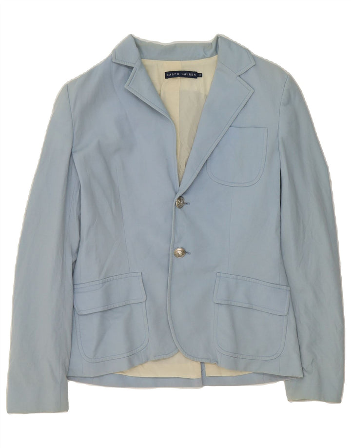 RALPH LAUREN Womens 2 Button Blazer Jacket US 8 Medium Blue Wool Vintage Ralph Lauren and Second-Hand Ralph Lauren from Messina Hembry 