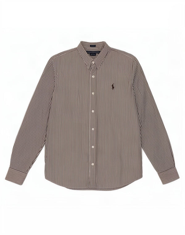 Ralph Lauren Γυναικείο Slim Fit πουκάμισο US 14 XL Καφέ βαμβακερό ρίγες