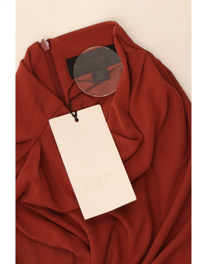Zara Γυναικείο Αμάνικο Maxi Φόρεμα UK 10 Small Red
