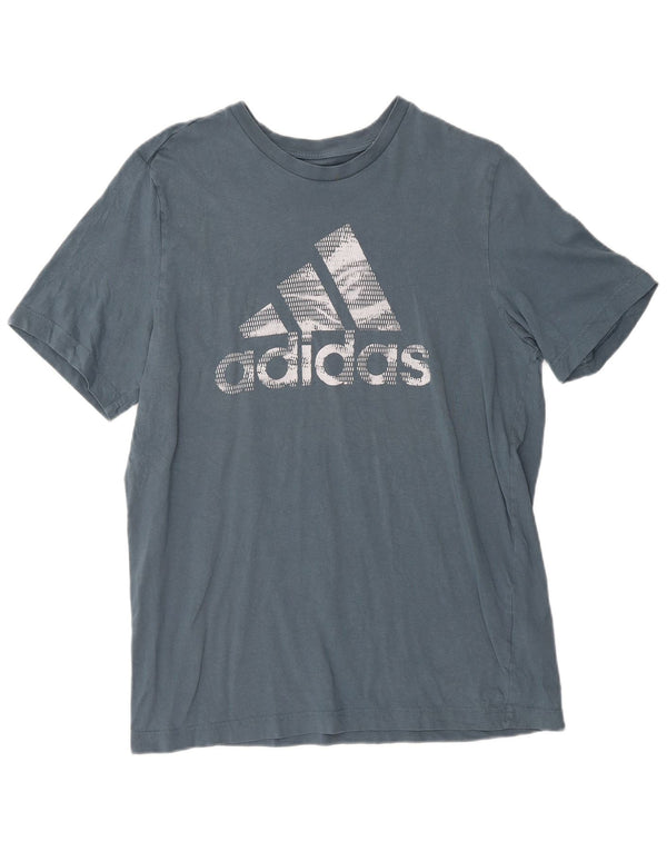 Ανδρικό γραφικό T-Shirt Adidas Top από μεσαίο μπλε βαμβακερό