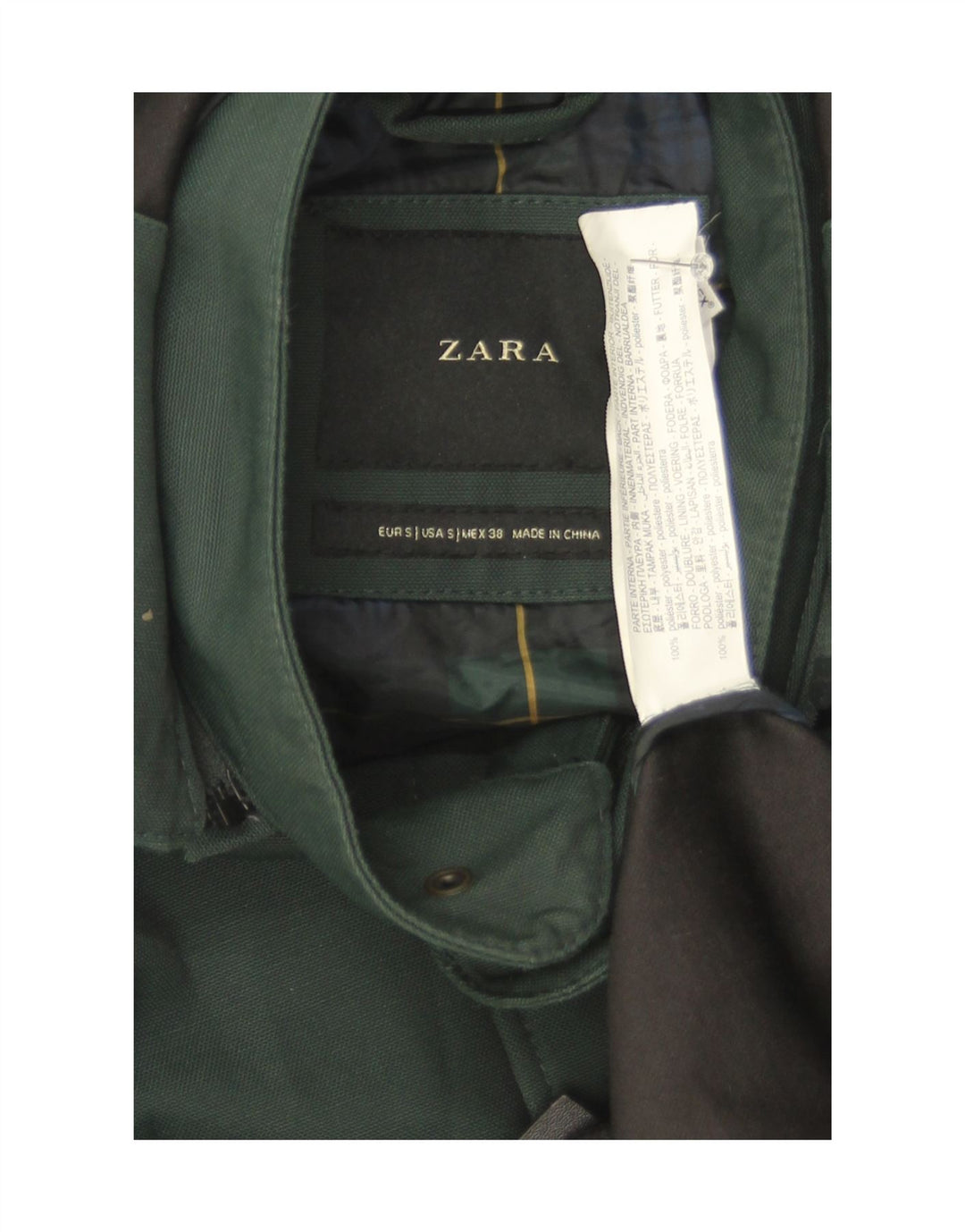 Zara Ανδρικό μπουφάν Parka με κουκούλα UK 36 Small Green