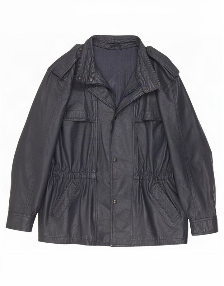 Vintage Ανδρικό Δερμάτινο Μπουφάν UK 44 2XL Navy Blue