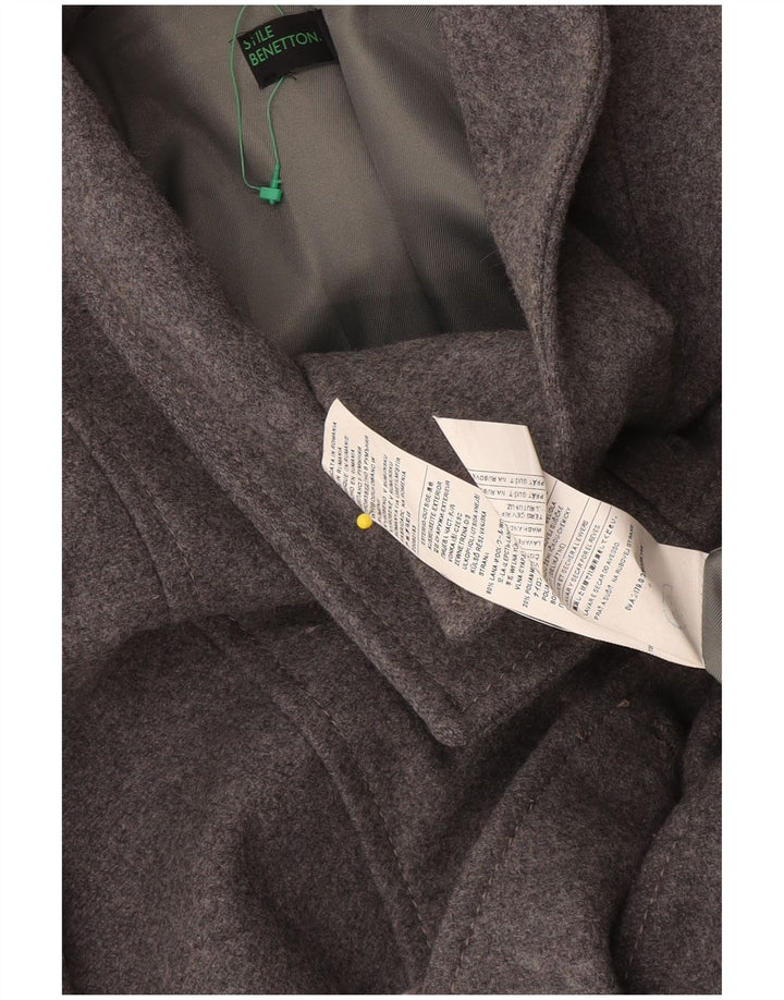 Γυναικείο παλτό Benetton με διπλό στήθος IT 38 XS Γκρι μαλλί