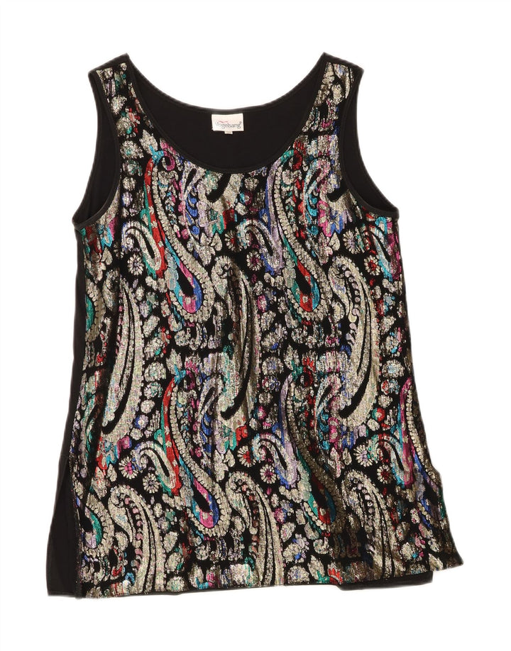 VINTAGE Womens Sleeveless Blouse Top EU 38 Medium Black Paisley Viscose Vintage Vintage and Second-Hand Vintage from Messina Hembry 