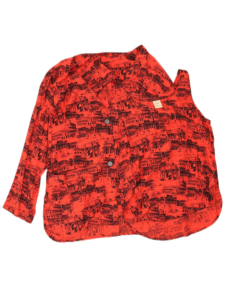 Vintage γυναικείο γραφικό μεγάλο σετ 2 τεμαχίων IT 46 Μεγάλη κόκκινη βισκόζη