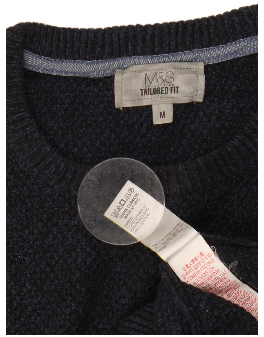 Ανδρικό πουλόβερ Marks & Spencer Tailored Fit Crew Neck Jumper Medium Navy Blue