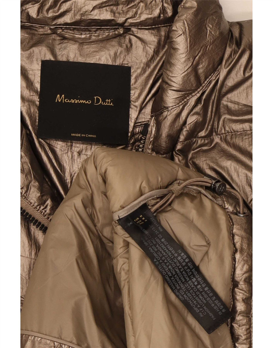Massimo Dutti Γυναικείο μπουφάν με επένδυση UK 14 από μεσαίο χρυσό πολυεστέρας