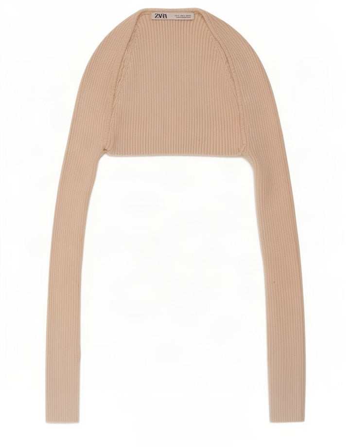 Zara Γυναικείο Bolero Top UK 8 Small Beige Viscose