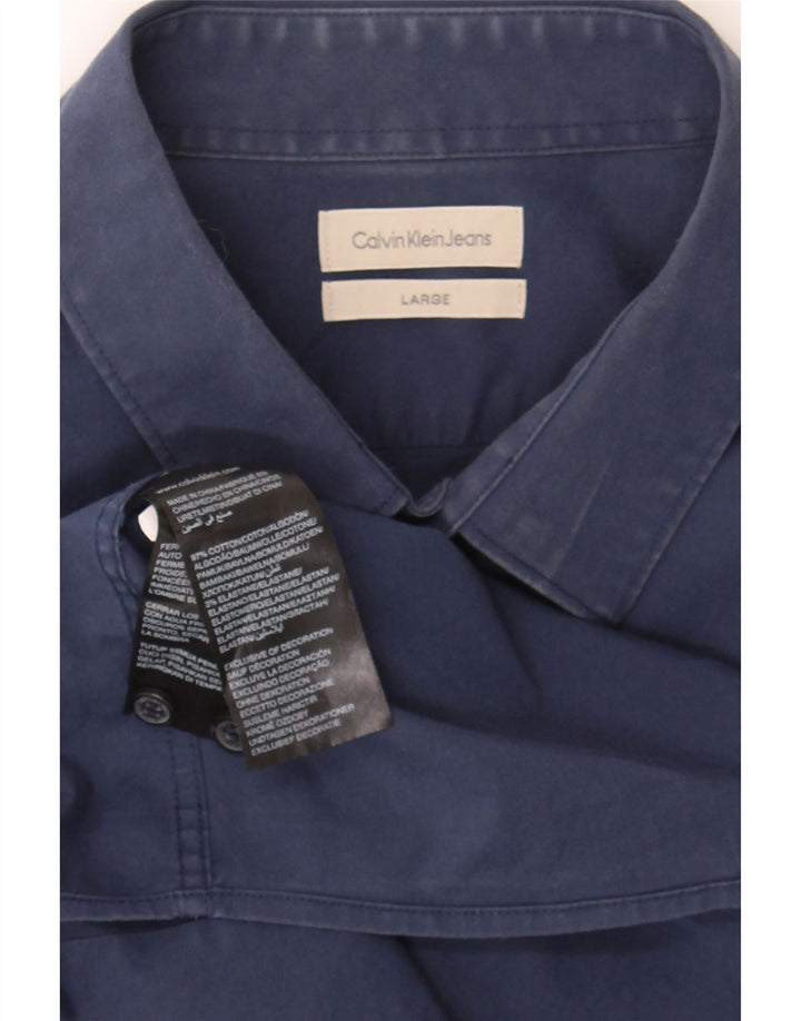 CALVIN KLEIN JEANS Mens Shirt Large Navy Blue Cotton Vintage Calvin Klein Jeans and Second-Hand Calvin Klein Jeans from Messina Hembry 