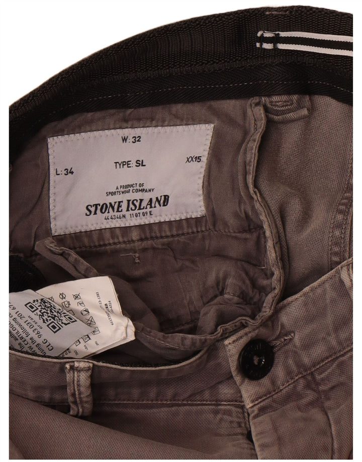 Stone Island Ανδρικό ίσιο παντελόνι Cargo W32 L34 Γκρι βαμβακερό