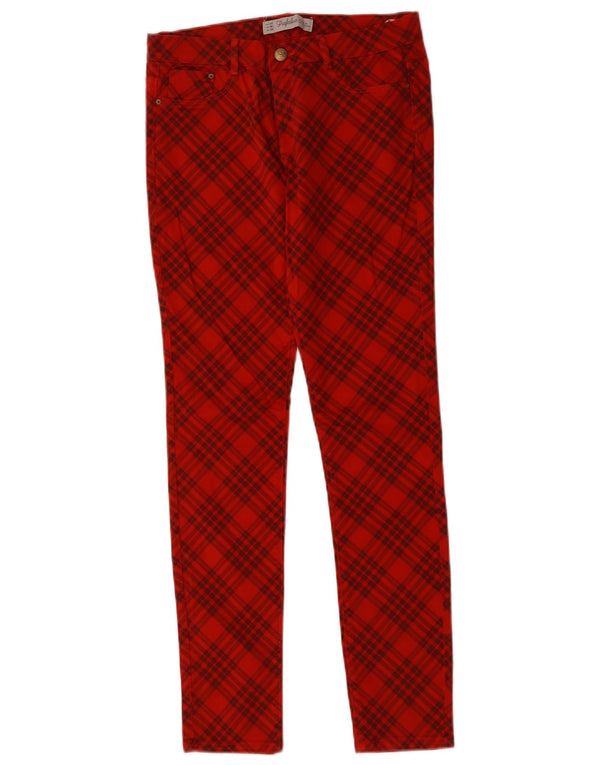 ZARA Γυναικείο Trafaluc Skinny Casual Παντελόνι EU 38 Small W28 L29 Red Check