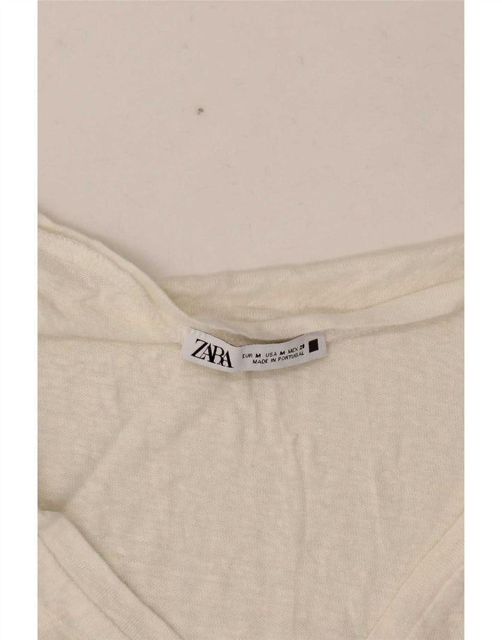Zara Γυναικείο T-Shirt T-Shirt Top UK 12 Medium White