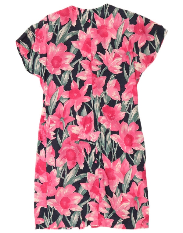 Vintage γυναικείο κοντομάνικο πουκάμισο UK 14 Medium Pink Floral