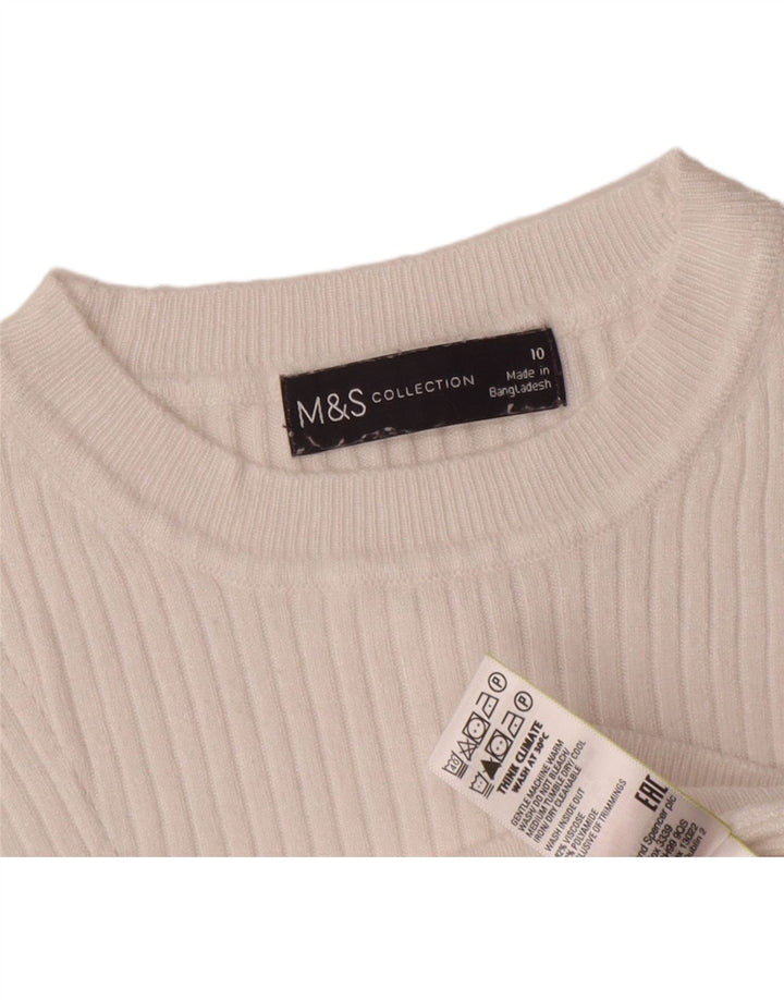 Marks & Spencer Γυναικείο πουλόβερ Crop Crew Neck Jumper UK 10 Small White