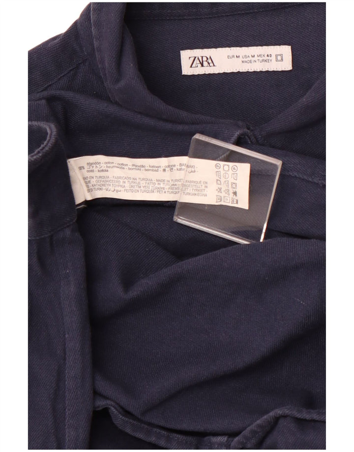 Ανδρικό φανελένιο πουκάμισο ZARA, μεσαίο μπλε βαμβακερό