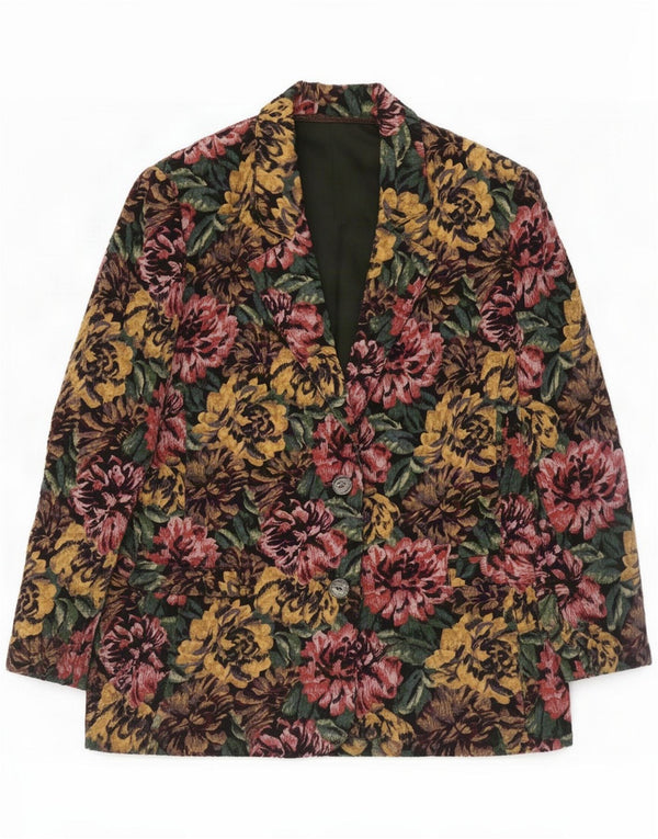 Vintage Womens 2 Button Blazer Jacket UK 12 Medium Multicoloured Floral