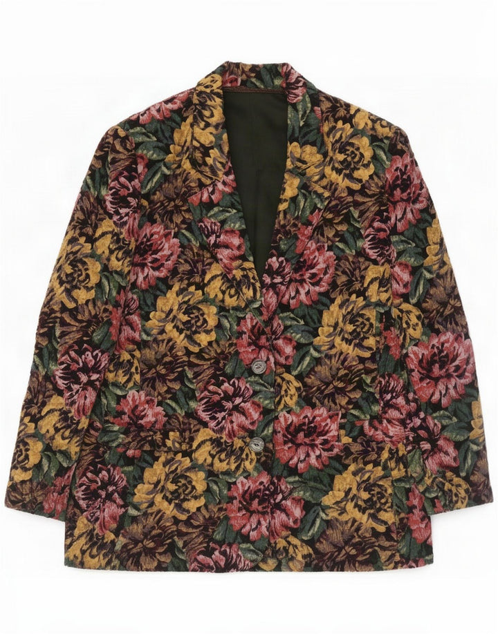 Vintage γυναικείο σακάκι 2 κουμπιών UK 12 Medium Πολύχρωμο Floral