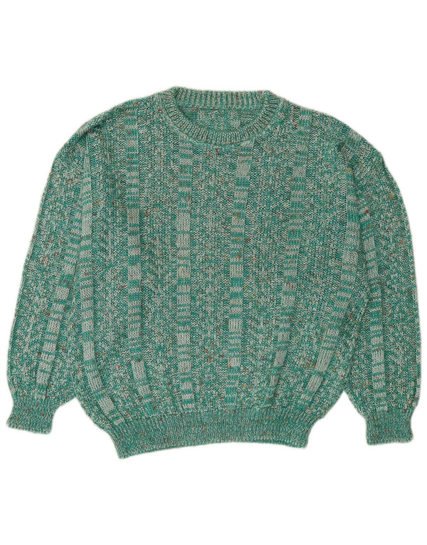Vintage γυναικείο πουλόβερ με λαιμόκαυστο UK 14 Medium Green Flecked
