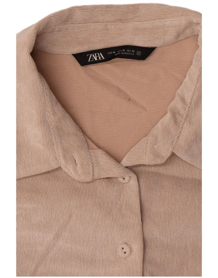 Zara Γυναικείο πουκάμισο Oversized UK 18 XL Beige Polyester