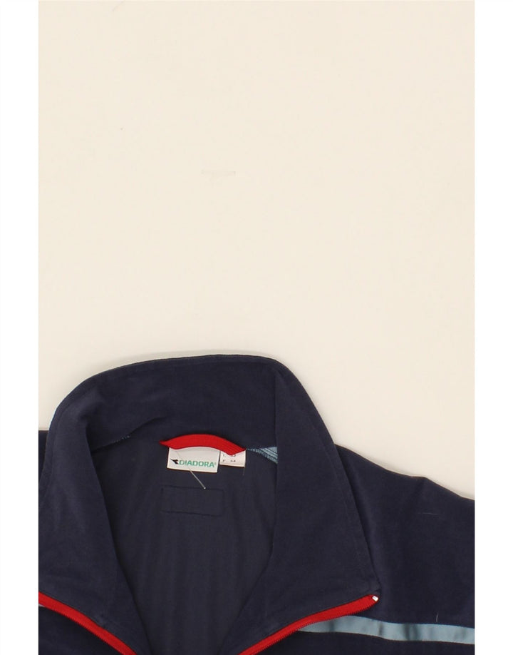 DIADORA Mens Tracksuit Top Jacket IT 52 Large Navy Blue Colourblock Vintage Diadora and Second-Hand Diadora from Messina Hembry 