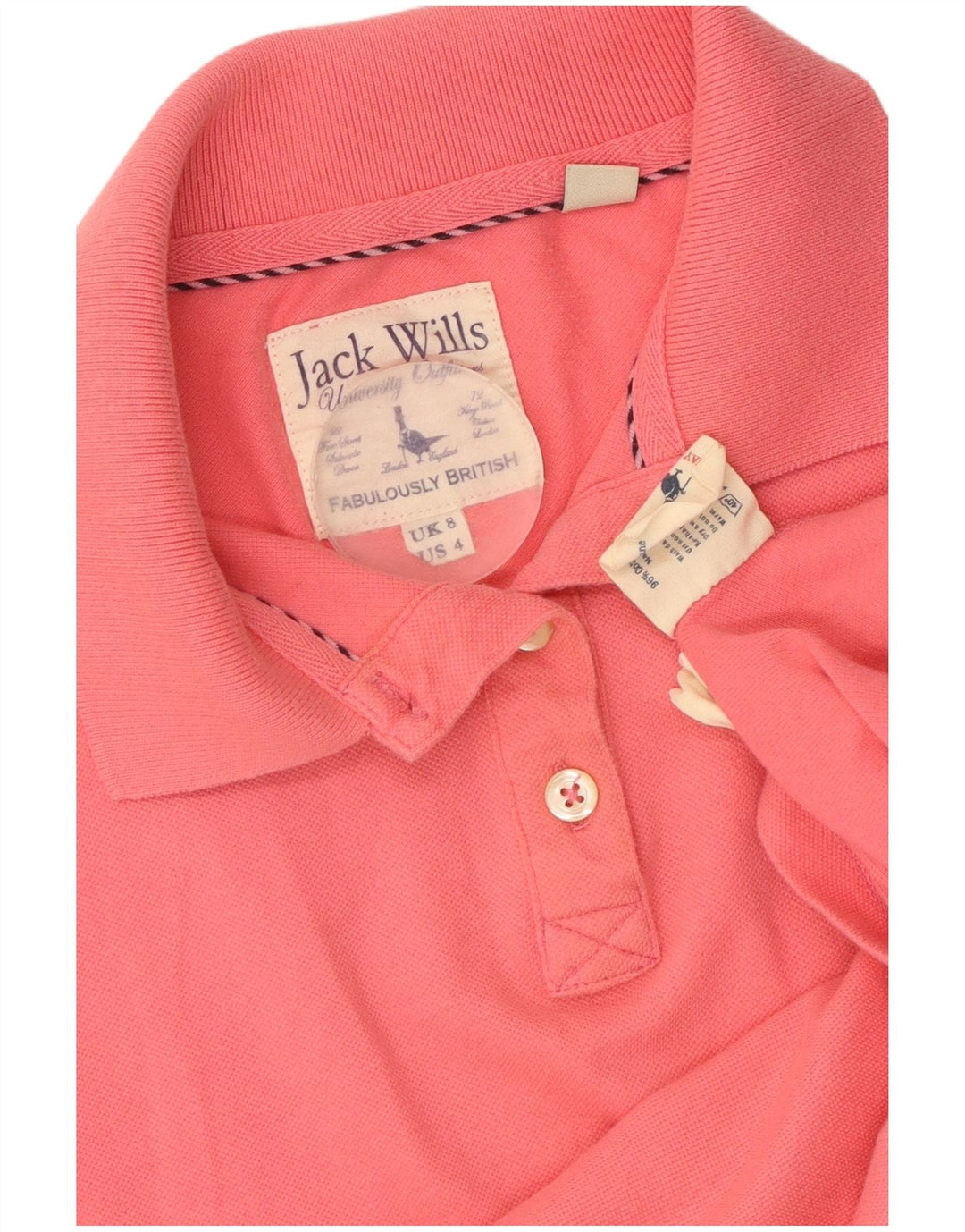 JACK WILLS Γυναικείο πουκάμισο πόλο UK 8 Μικρό ροζ βαμβακερό