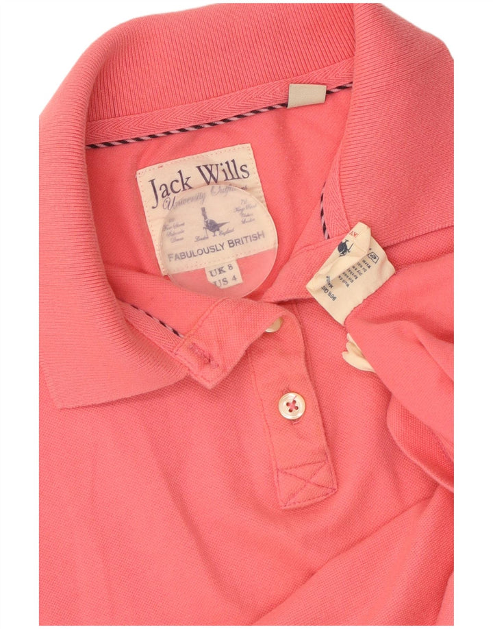 JACK WILLS Γυναικείο πουκάμισο πόλο UK 8 Μικρό ροζ βαμβακερό