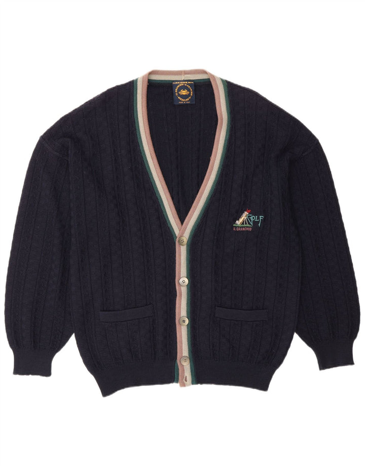 Ανδρικό πουλόβερ ζακέτα Il Granchio Large Navy Blue