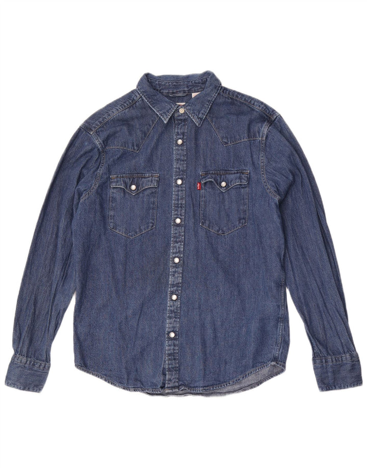 Ανδρικό πουκάμισο Levi's Standard τζιν, μεσαίο μπλε βαμβακερό