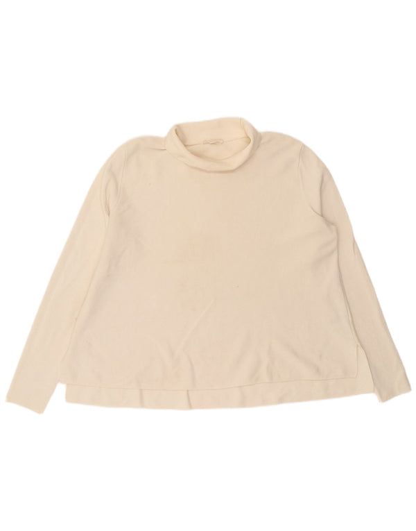 Cos Womens Loose Fit Roll Neck Blouse Top UK 14 Medium Off White Cotton