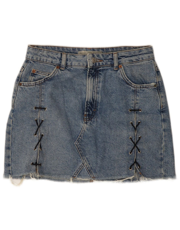 Topshop Γυναικεία Μίνι Τζιν Φούστα UK 10 Small W28 Μπλε Βαμβακερή