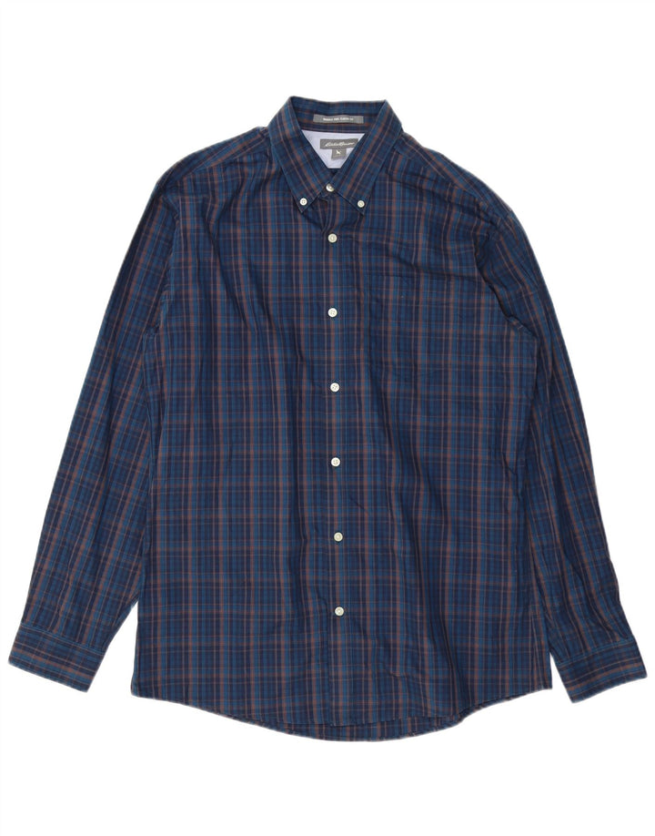 Eddie Bauer Ανδρικό πουκάμισο Classic Fit Large Navy Blue Check Cotton