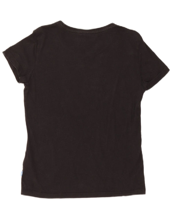 Γυναικείο γραφικό T-Shirt Adidas Top UK 10 Small μαύρο βαμβακερό